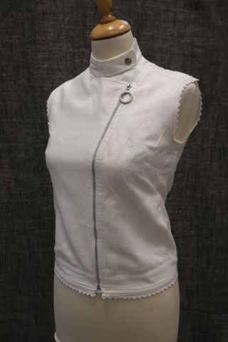 GIAN FRANCO FERRE JEANS – Veste blanc cassé sans manches, fermetu...