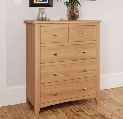 Commode 5 tiroirs ARTIK-en chêne clair - 80x40x95 cm (ms19-4…