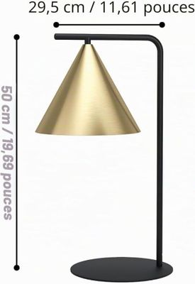 the height of a table lamp with a cone shade on top of it