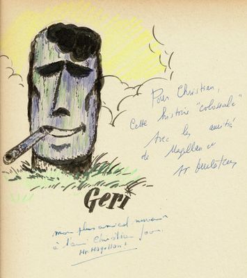 le dessin d'un homme avec une cigarette à la bouche