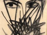 an image of a drawing of a woman ' s face with black and white lines