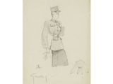an image of a drawing of a woman in a dress and hat
