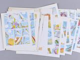 a lot of cards that are sitting on a table