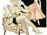 drawing of a woman sitting in a chair in front of a mannequin