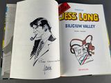a book with a drawing of a man in a suit and tie