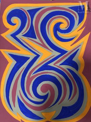une image représentant une peinture avec un motif en spirale sur fond rouge