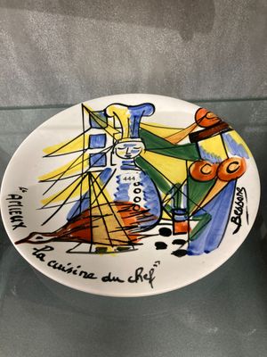 Assiette publicitaire en faïence "Amieux, la cuisine du chef… - Photo 1
