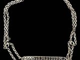 a silver chain bracelet with a bar on it