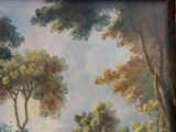 a picture of a painting of a man and a woman in the woods
