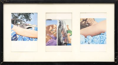 une photo d'une photo représentant une femme tenant une planche de surf