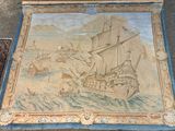 a picture of a painting of a ship on the ground