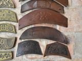 a lot of different types of leathers on the wall