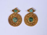 paire de boucles d'oreilles en or et turquoise