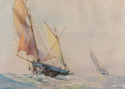 two boats that are sailing in the ocean together