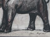 a drawing of an elephant that is standing on the ground