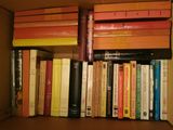 a lot of books on a shelf in a box