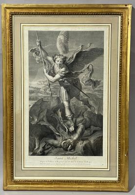 an old picture of a painting of a man holding a sword