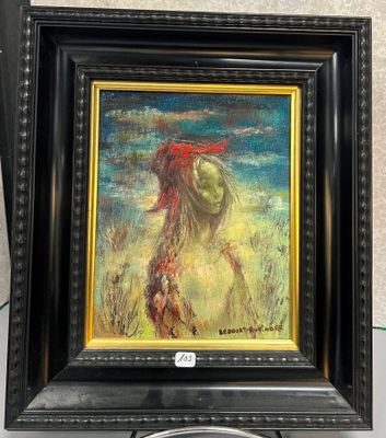 une photo d'un tableau représentant une femme dans un champ