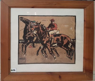 Lithographie en couleur sur papier marron de Ludwig Hohlwein, thème co - Photo 1