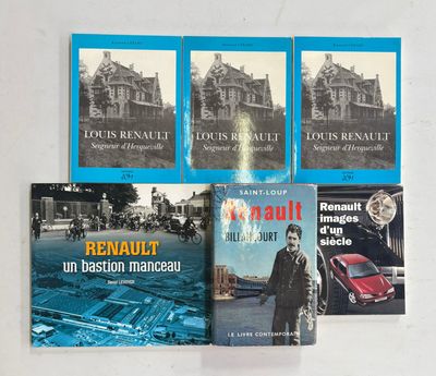 quatre livres posés sur une table blanche, avec une voiture rouge devant