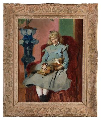 École française ou italienne début XXe - "Jeune fille au cha…