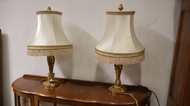 Paire de lampes de table en bronze