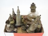 a box full of antique bells and other items