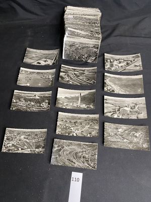several old black and white photos of a mountain range