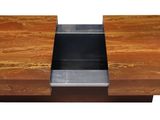 une photo d'une table basse en bois avec un piètement en métal
