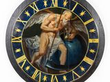 tableau représentant un ange et un homme sur une horloge à chiffres romains