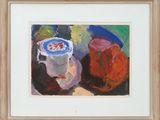 an image of a painting of a cup of coffee on a table