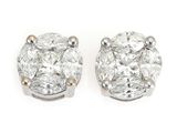a pair of diamond earrings on a white background