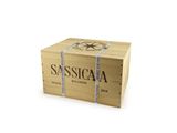 a wooden box with a label on it that says sassica