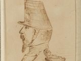 drawing of a man in a top hat with a pipe in his hand