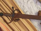 a picture of a pair of scissors and a pair of baseball mitts