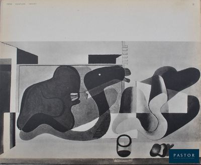 une vieille photo en noir et blanc représentant un tableau sur lequel figure une guitare