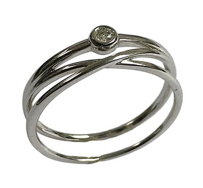 BAGUE design ajourée en or blanc 750/1000 sertie d'un DIAMAN… - Photo 1