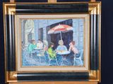 a painting of a group of people sitting at a table