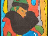 a painting of a man with a beard and a green hat