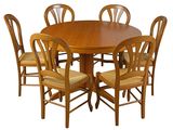 a wooden table with six chairs around it