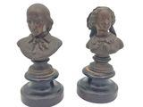 paire de bustes en bronze d'un homme et d'une femme