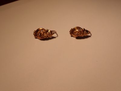 une paire de boucles d'oreilles plaquées or sur un fond blanc