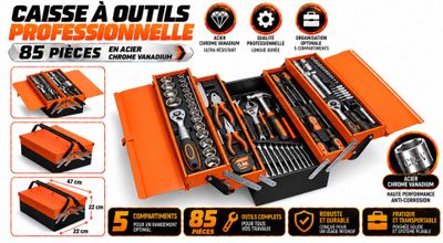 mallette d'outils professionnels, 85 pièces