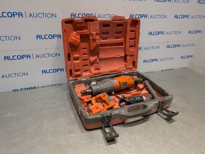 an orange tool case with tools in it on the floor