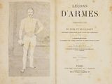 an old book with a drawing of a man holding a tennis racquet
