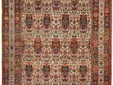 an antique persian rug with a floral design on a white background