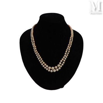 Collier de perles de culture Collier formé de deux rangs de … - Photo 1