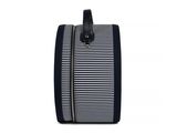 a black and white striped bag on a white background