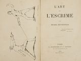 an old book with a drawing of a man on a horse