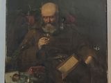 portrait d'un vieil homme tenant une pipe à la main